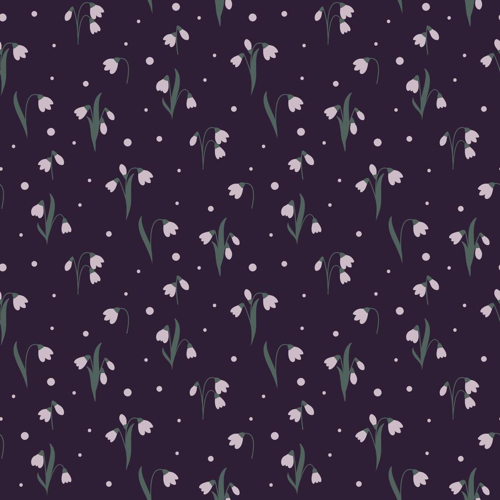 seamless pattern with snowdrop flowers vector