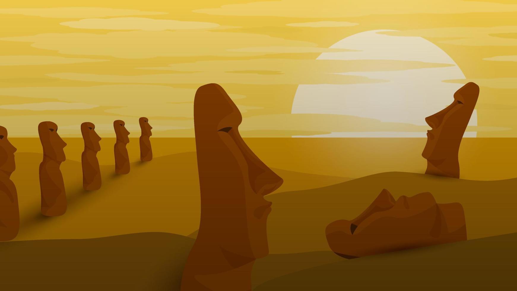 vivid landscape with stone idols vector