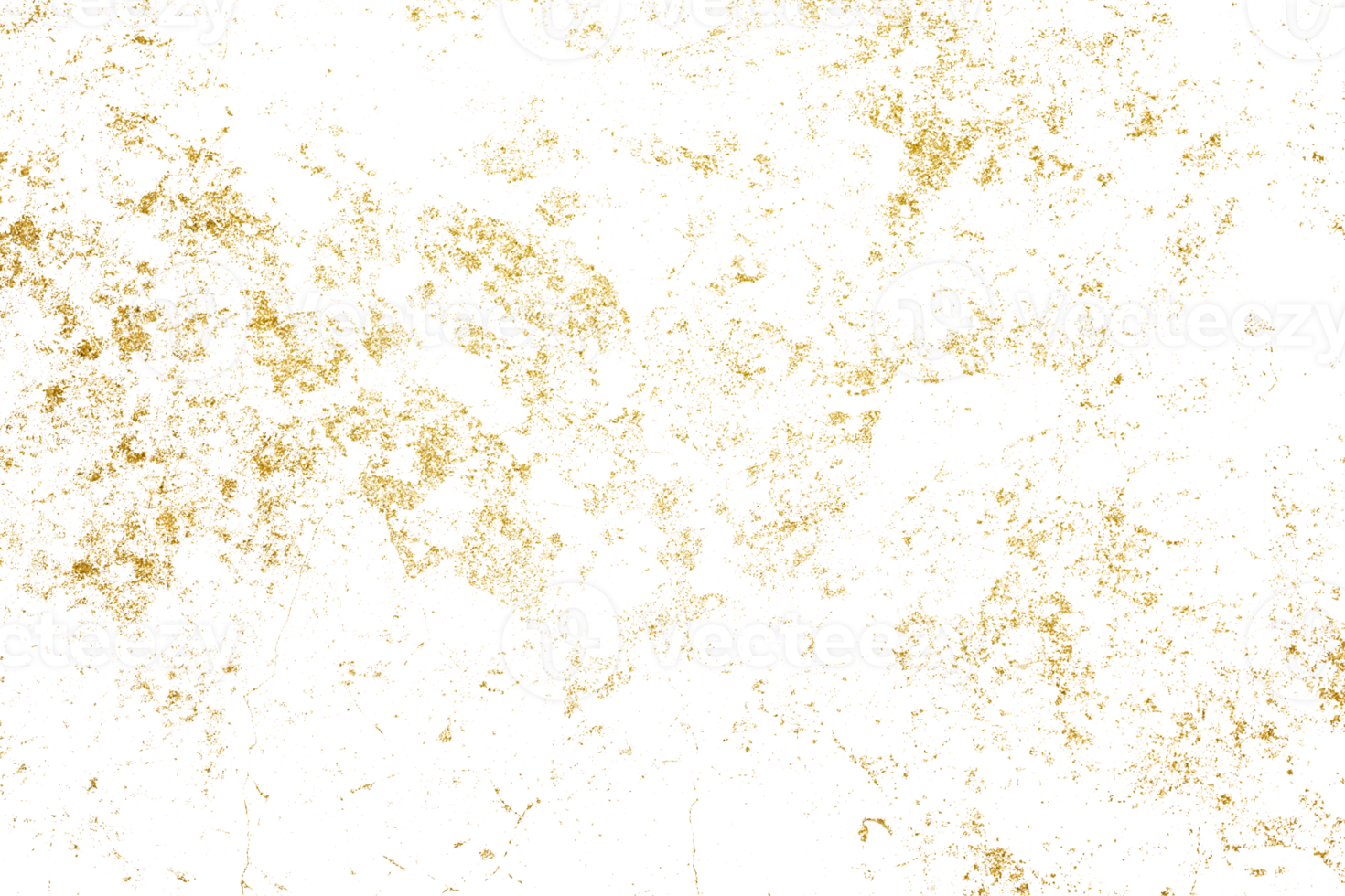 Gold splashes Texture. Grunge golden background pattern of cracks, scuffs, chips, stains, ink spots, lines on transparent background PNG file