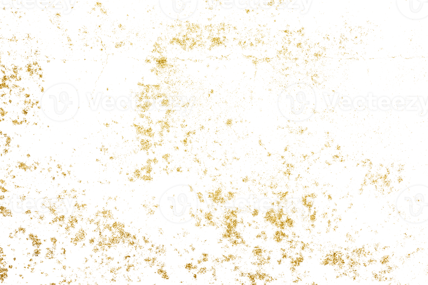 Gold splashes Texture. Grunge golden background pattern of cracks, scuffs, chips, stains, ink spots, lines on transparent background PNG file