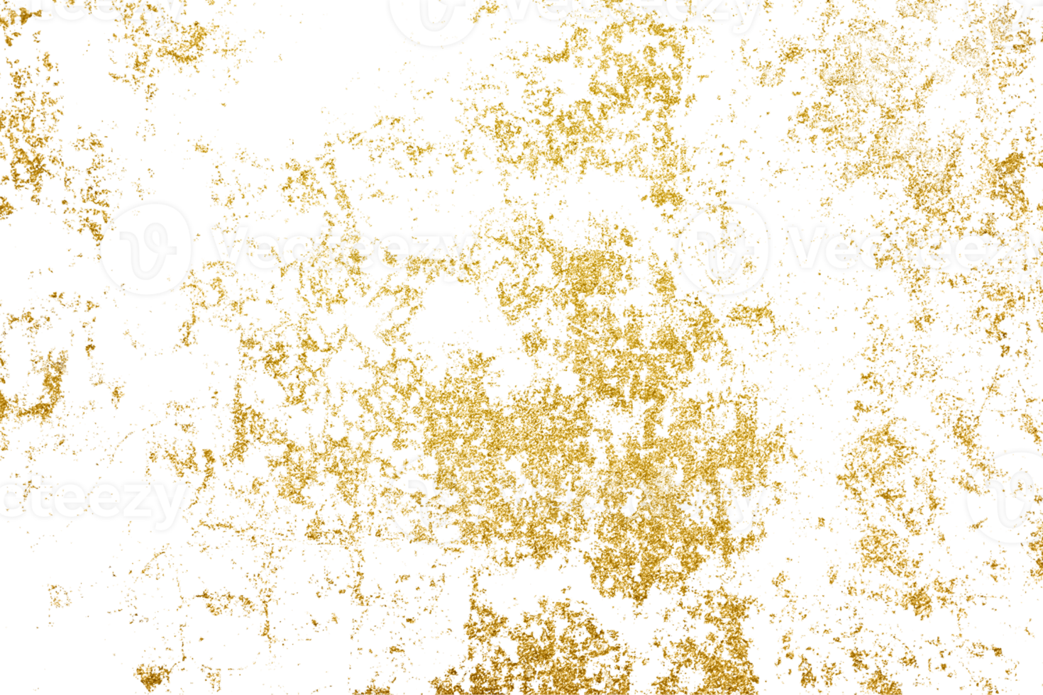 Gold splashes Texture. Grunge golden background pattern of cracks, scuffs, chips, stains, ink spots, lines on transparent background PNG file
