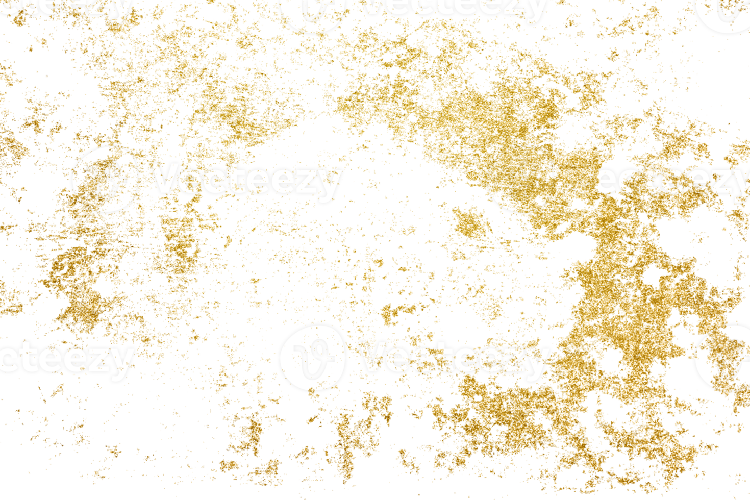 Gold splashes Texture. Grunge golden background pattern of cracks, scuffs, chips, stains, ink spots, lines on transparent background PNG file