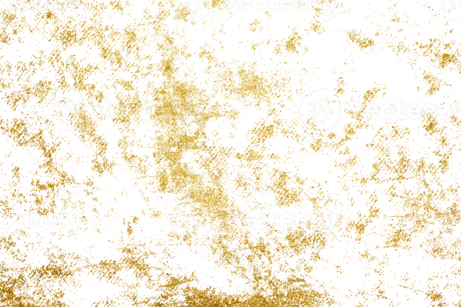 Gold splashes Texture. Grunge golden background pattern of cracks, scuffs, chips, stains, ink spots, lines on transparent background PNG file