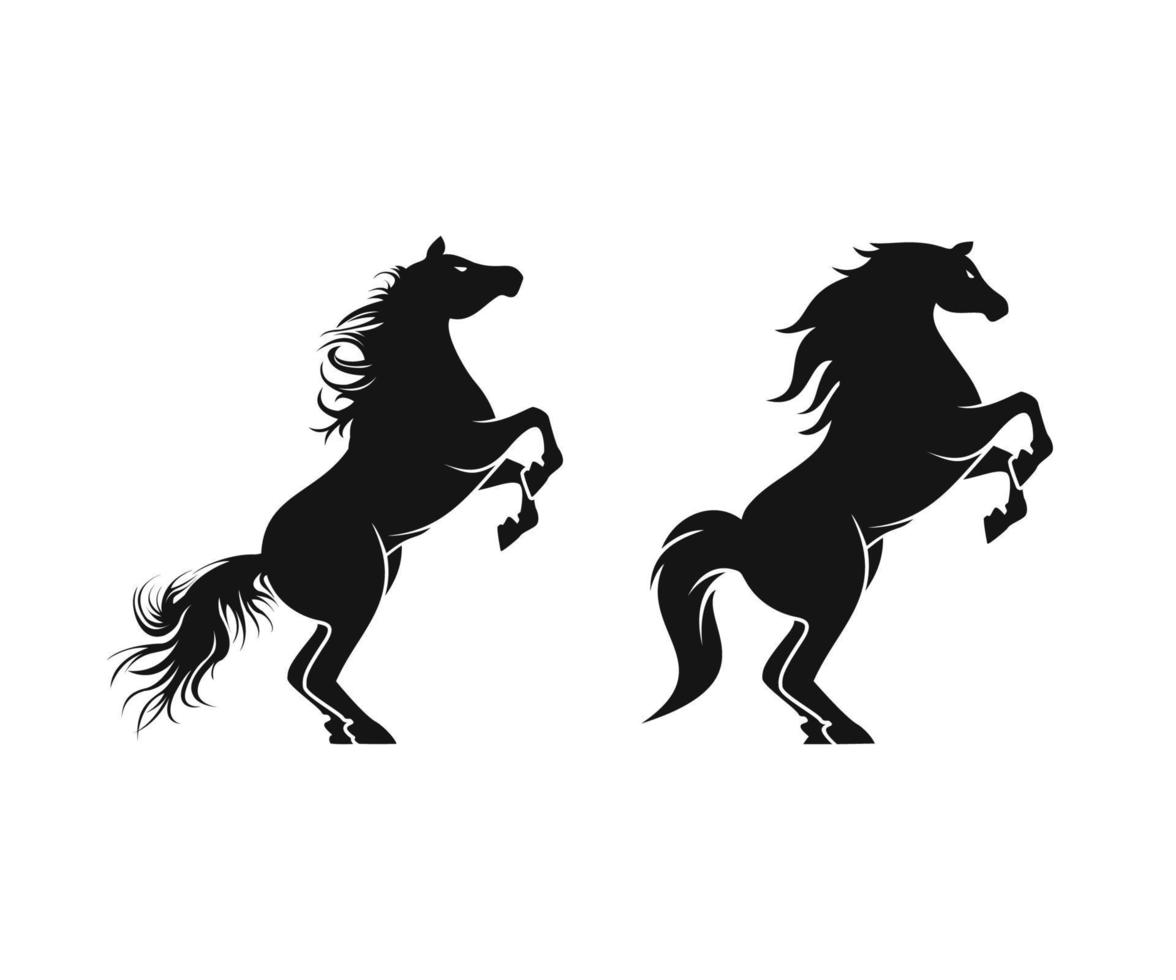 Rearing Horse vector icon. Running horse black silhouette. Jumping horse vector illustration.