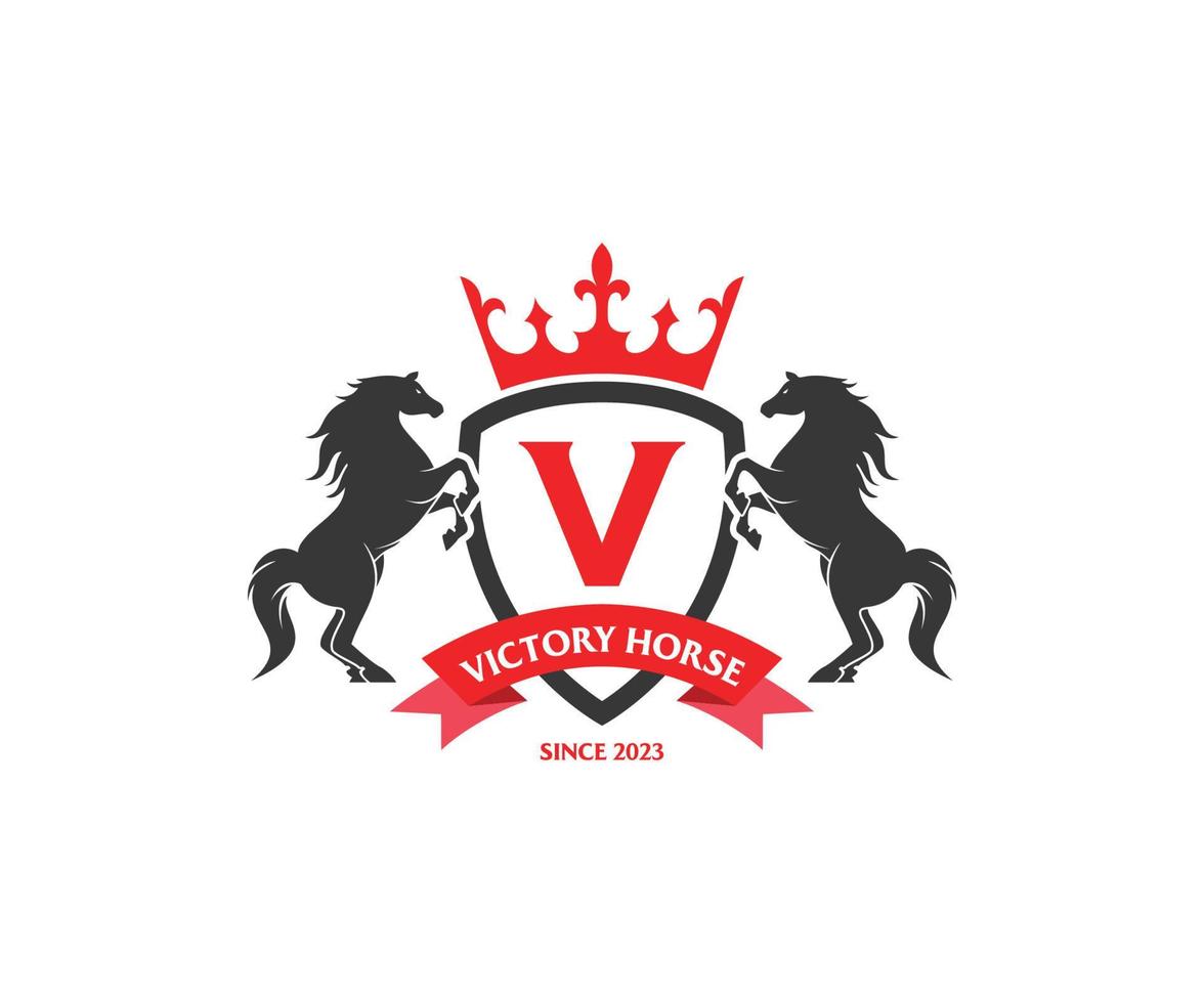 caballos con proteger y corona para hotel, finanzas, deporte club negocio logo diseño vector