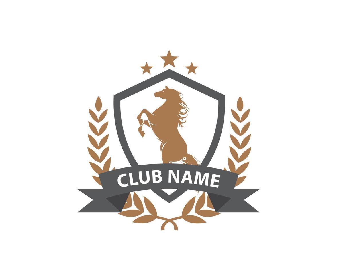 Horse Crest with laurel wreath Badge logo design vector