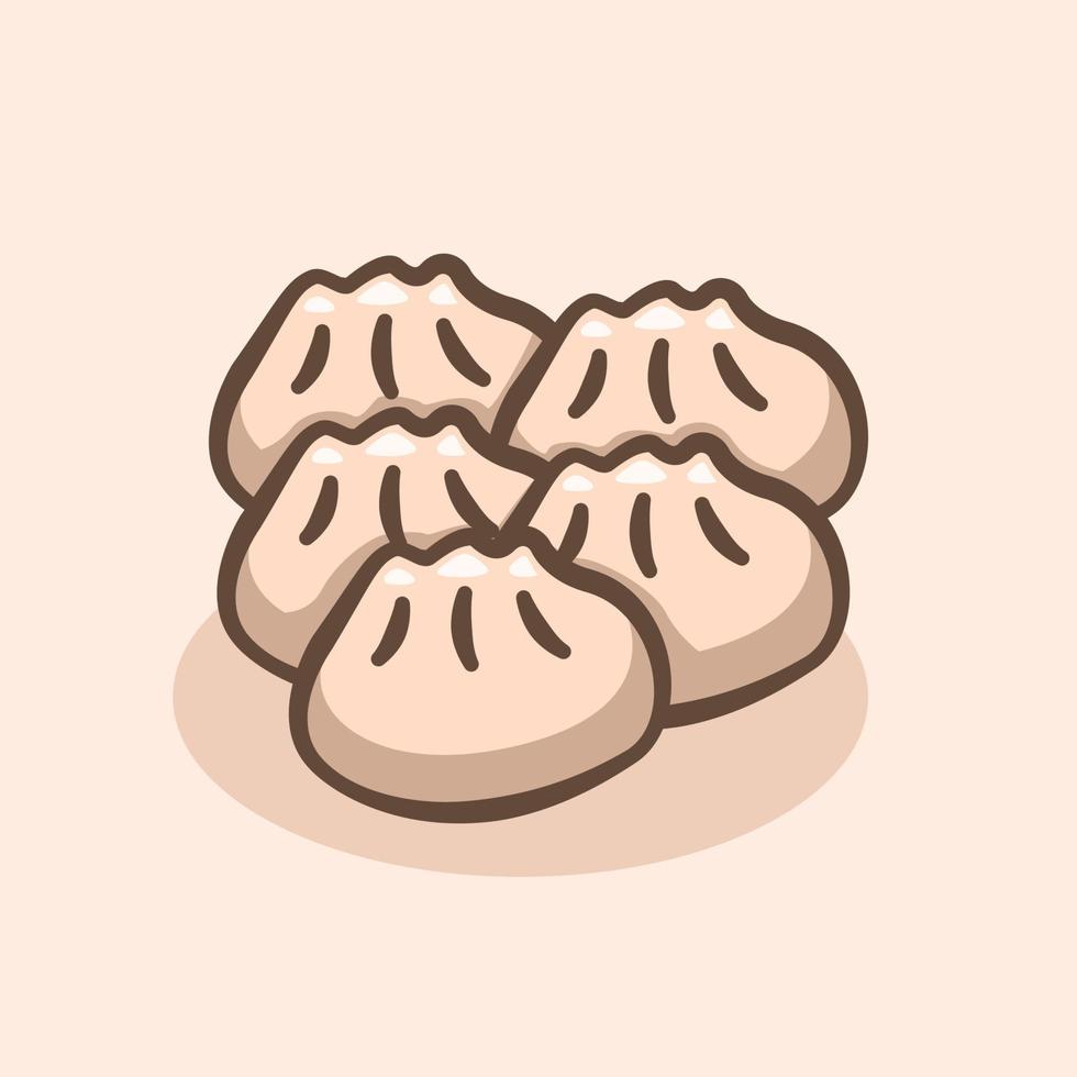 dumplings illustration concept in cartoon style vector