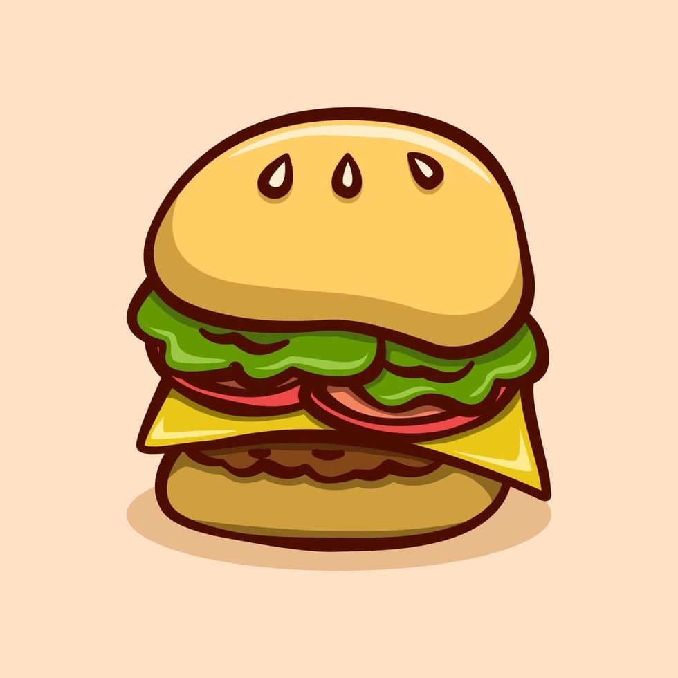 burger illustration concept in cartoon style vector