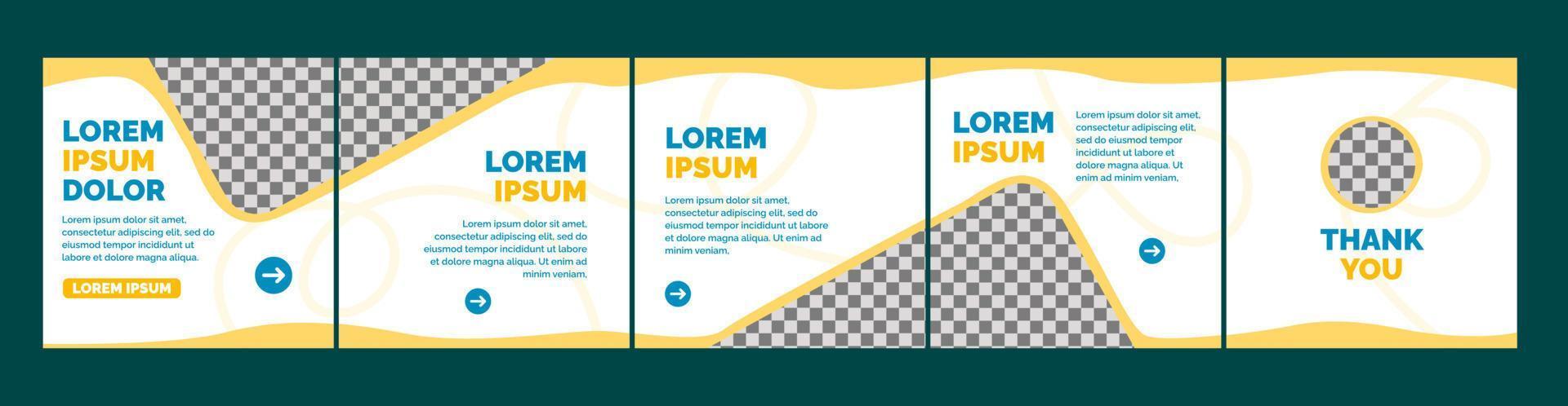 set of carousel templates for social media posts. banner template with bright color vector
