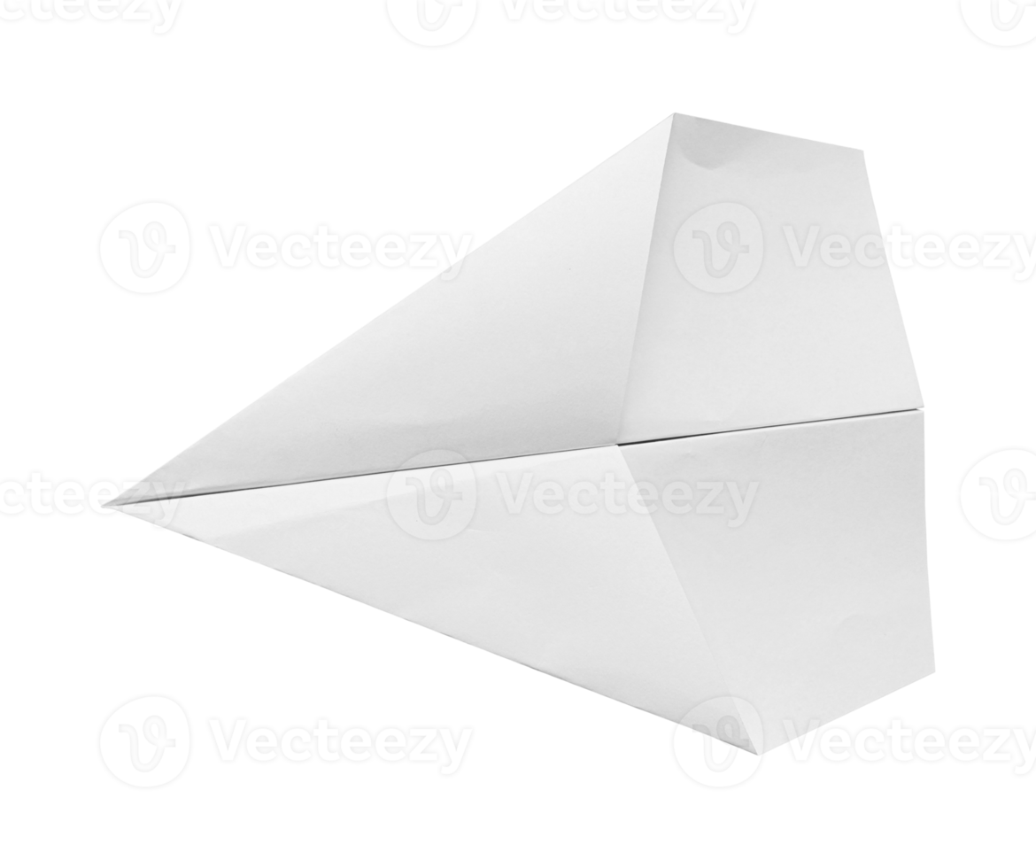 White paper plane isolated on transparent background PNG file format.