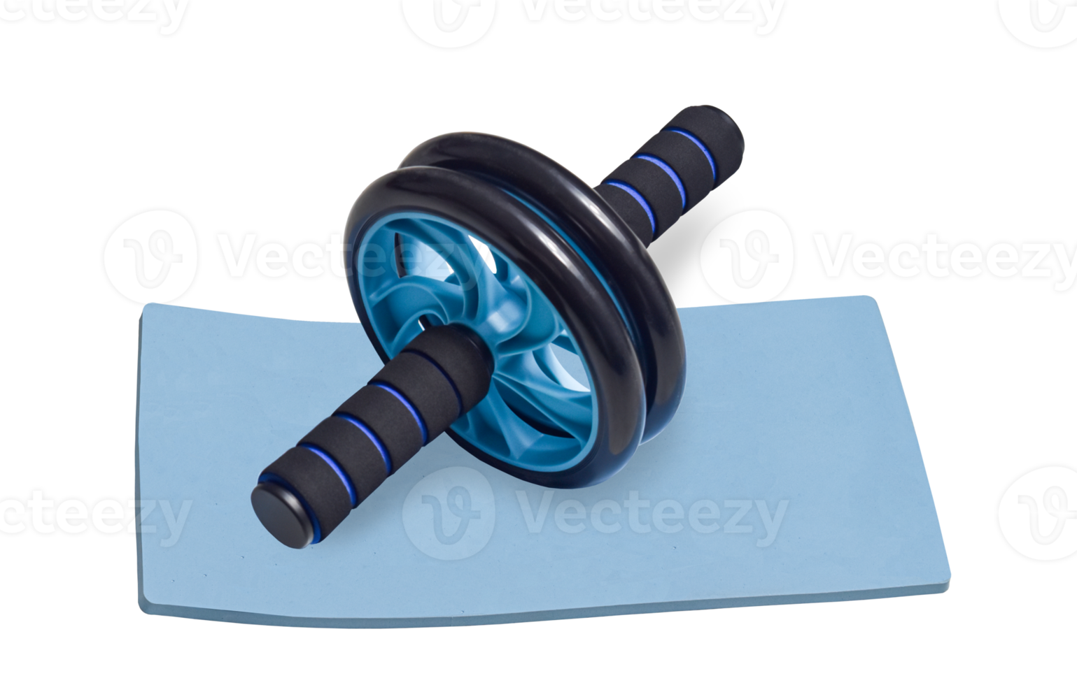 Ab wheel with blue knee pads, isolated on transparent background png file