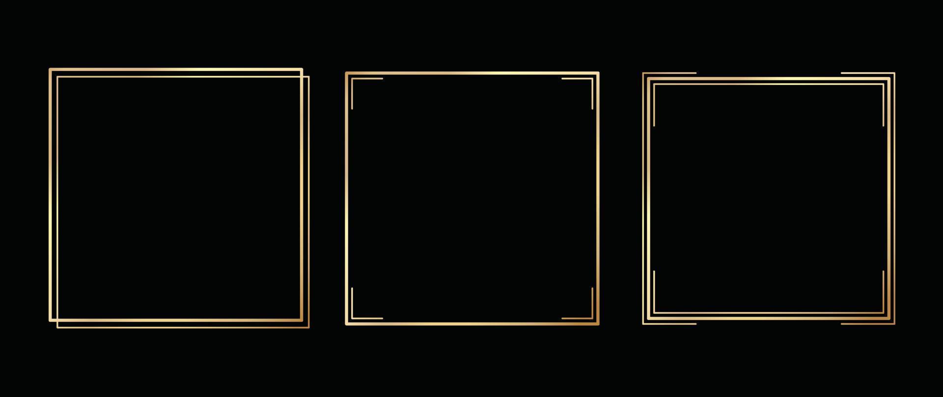 Set of luxury geometric golden frame vector. Gradient gold art deco, antique, vintage style, symmetric decorative border line shape. Elegant design illustration for card, decoration, poster, banner. vector