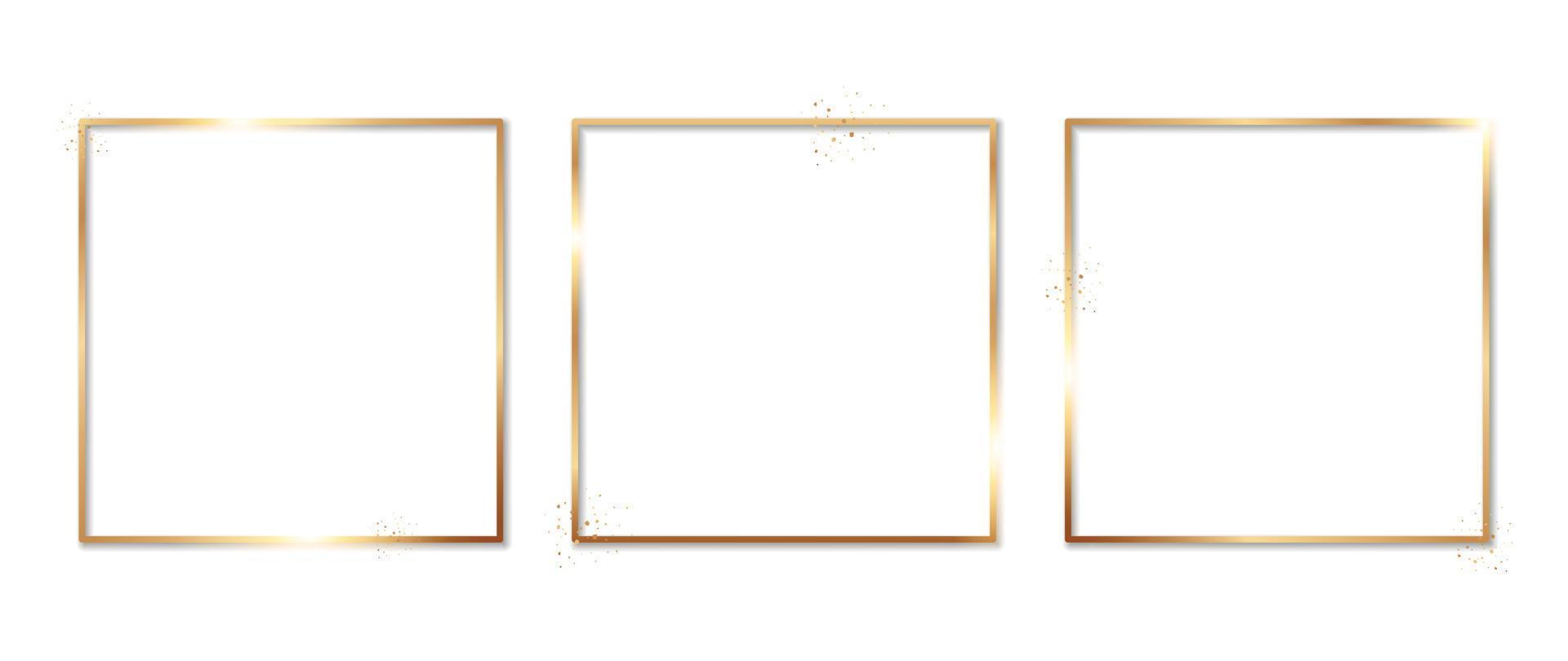 Set of luxury geometric golden frame vector. Gradient gold art deco, antique, vintage style, glitter decorative border line shape. Elegant design illustration for card, decoration, poster, banner. vector