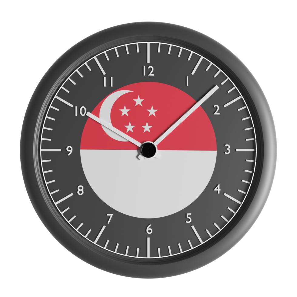 Wall clock with the flag of Singapore png