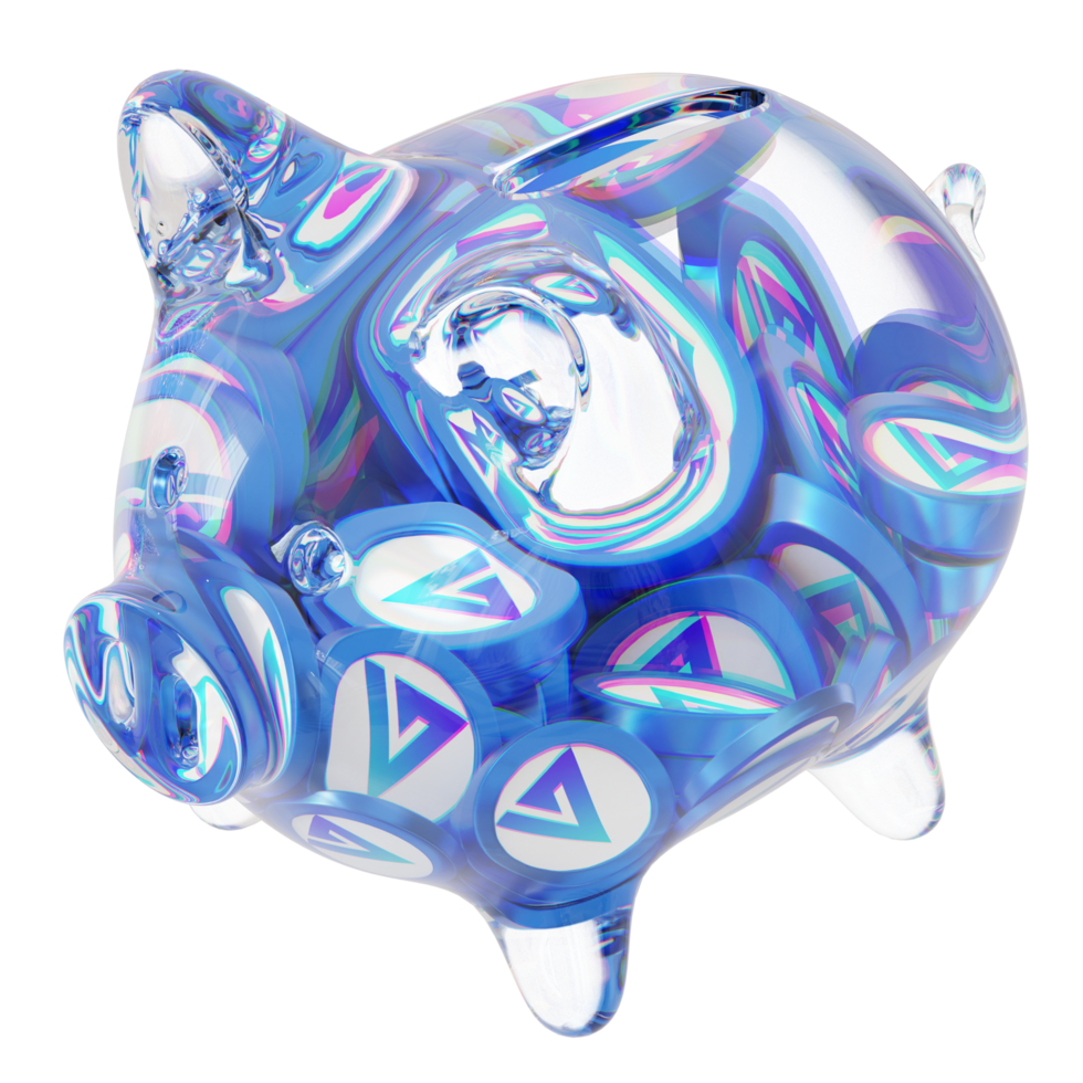 Free GMX GMX Clear Glass piggy bank with decreasing piles of crypto
