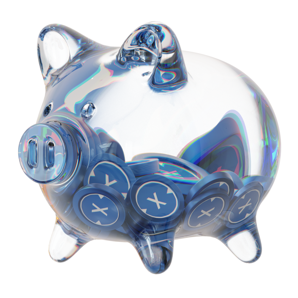 xdc rede xdc Claro vidro porquinho banco com diminuindo pilhas do criptografia moedas png
