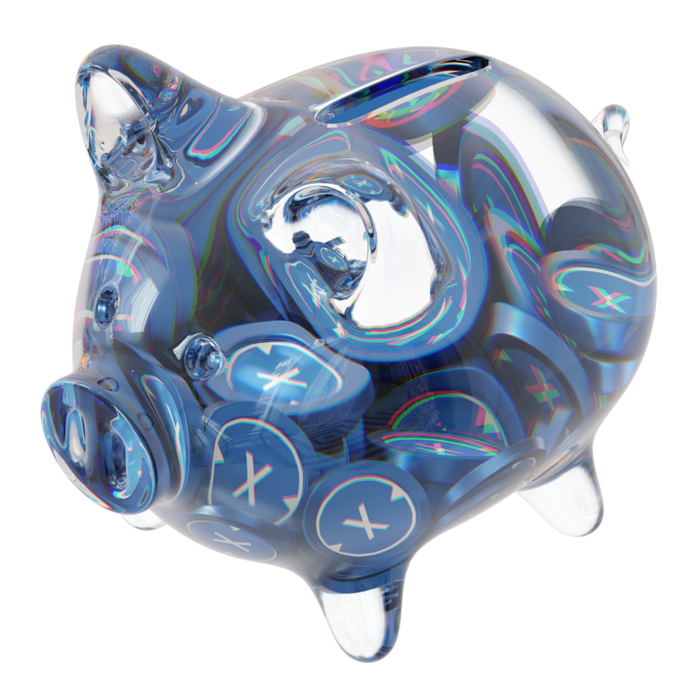 xdc rede xdc Claro vidro porquinho banco com diminuindo pilhas do criptografia moedas png