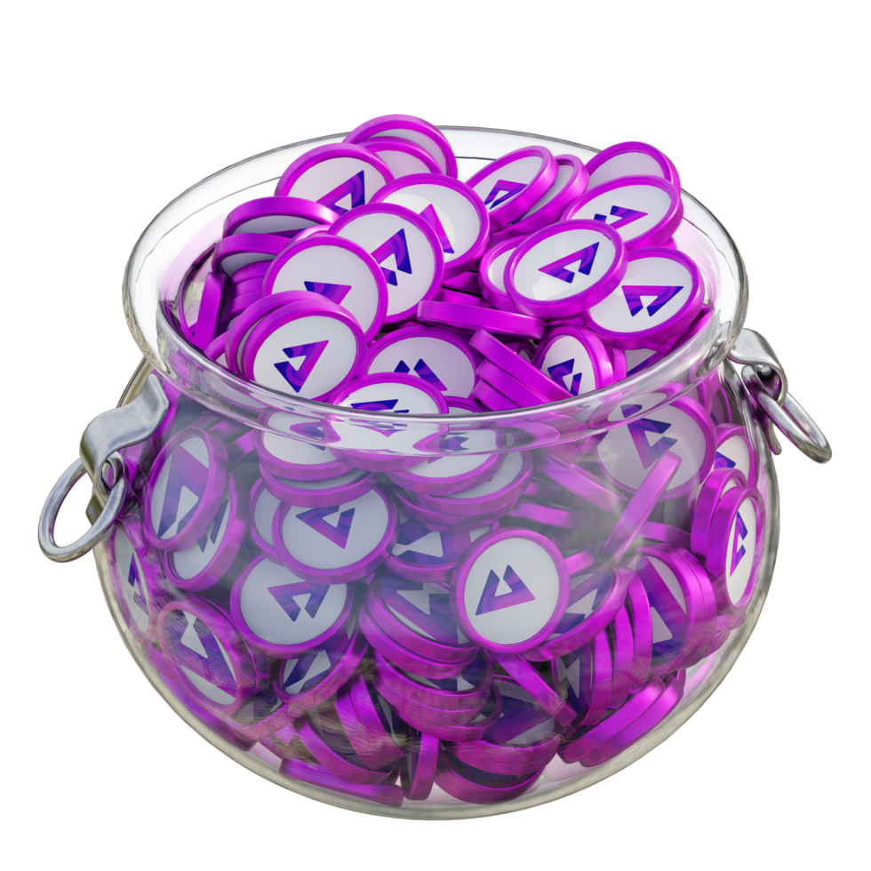 Audius AUDIO in 3D crypto coin saving bank with stack coins on isolated background. save money financial earning management cost reduction deposit economy glass pot 3d render. illustration png