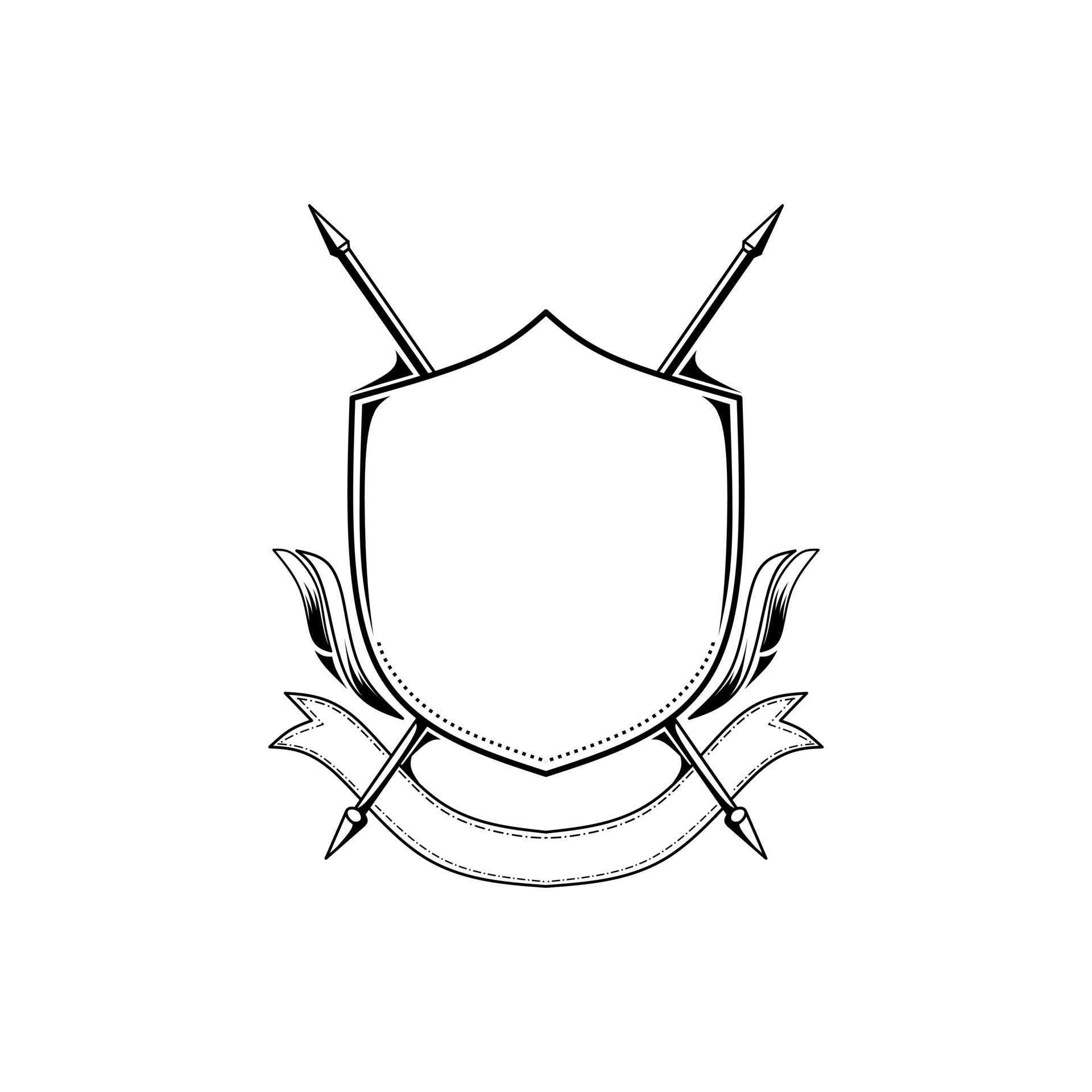 shield with spear black white vector 21013411 Vector Art at Vecteezy