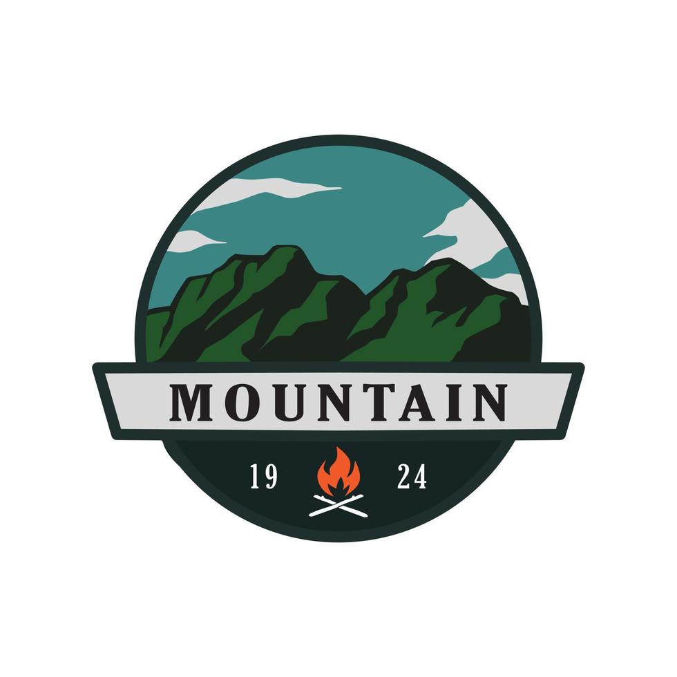 vector logo o símbolo de montaña con hoguera