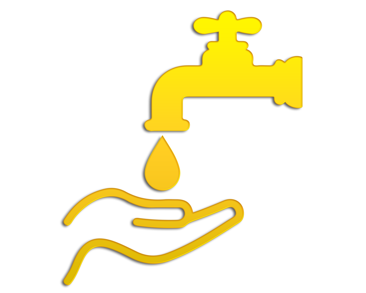 Water crane with hand icon on transparent background png