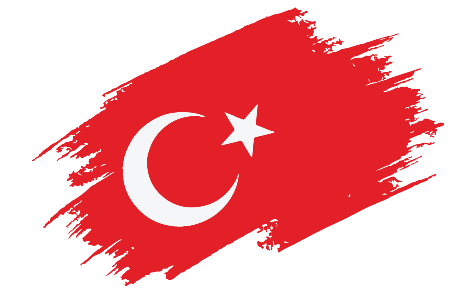 Turkey flag with brush paint on transparent background. png