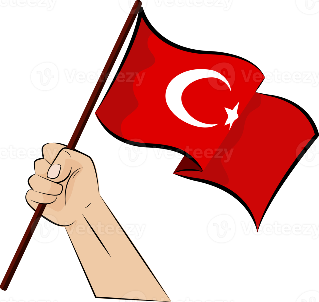 Turkish flag in hand png