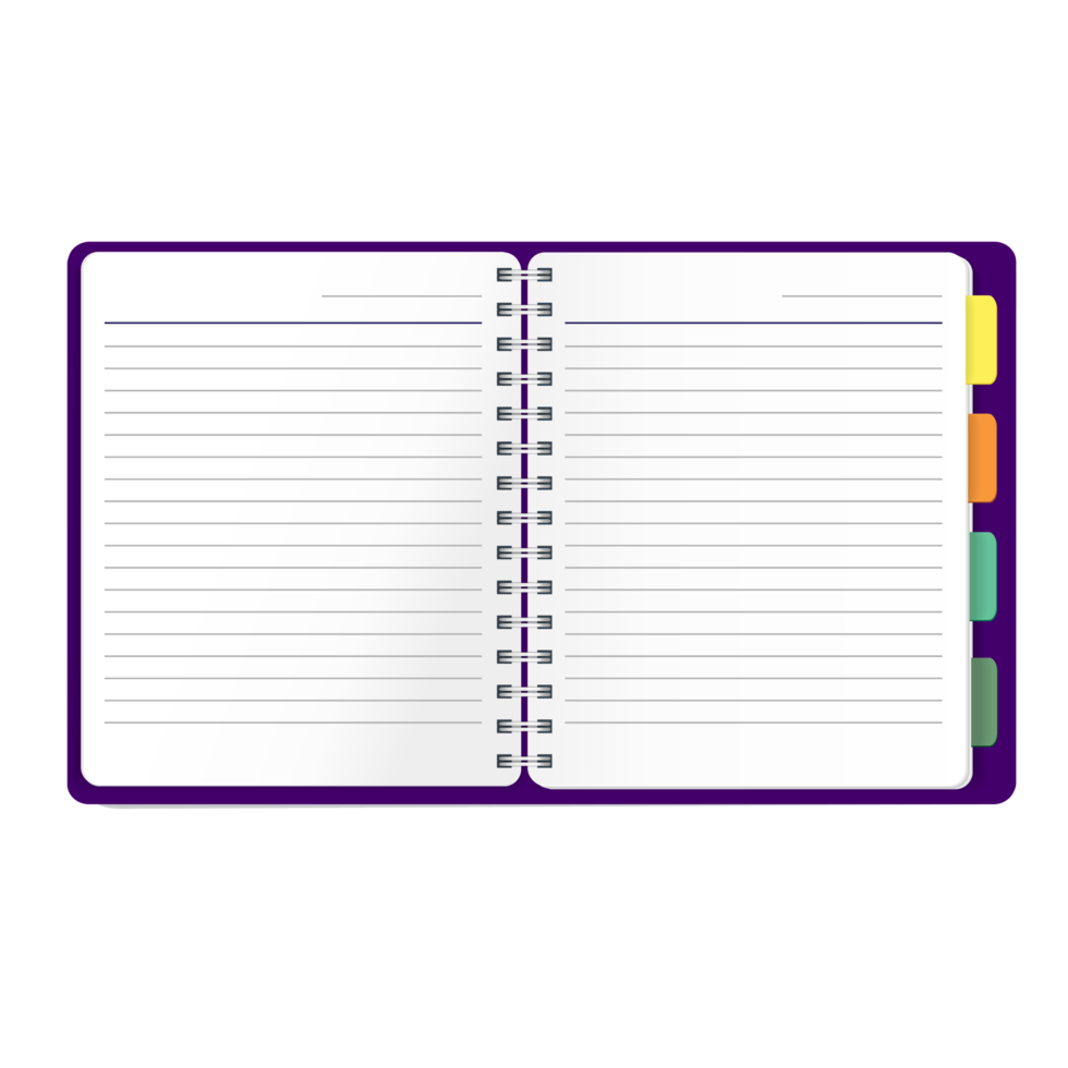 Notebook with blank paper sheet png