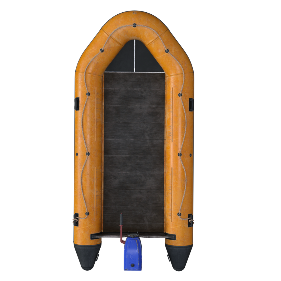 boat with motor isolated 3d rendering png