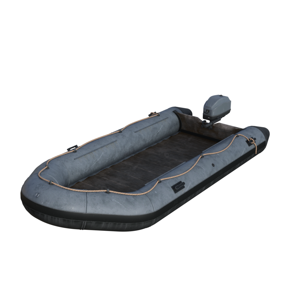 boat with motor isolated 3d rendering png
