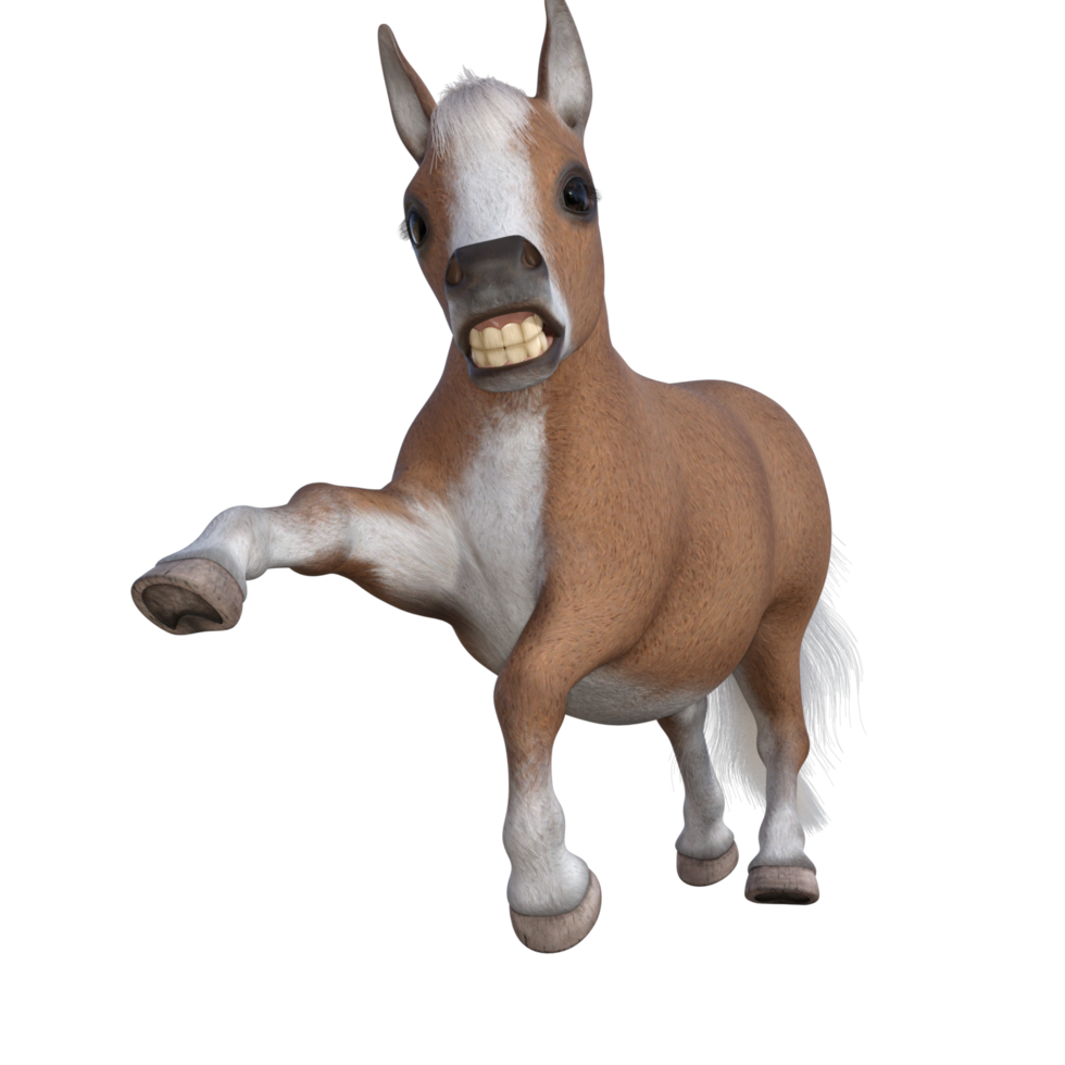 Cute horse isolated 3d rendering png