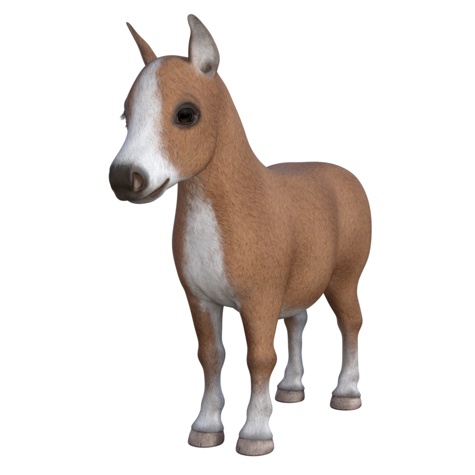 Cute horse isolated 3d rendering png