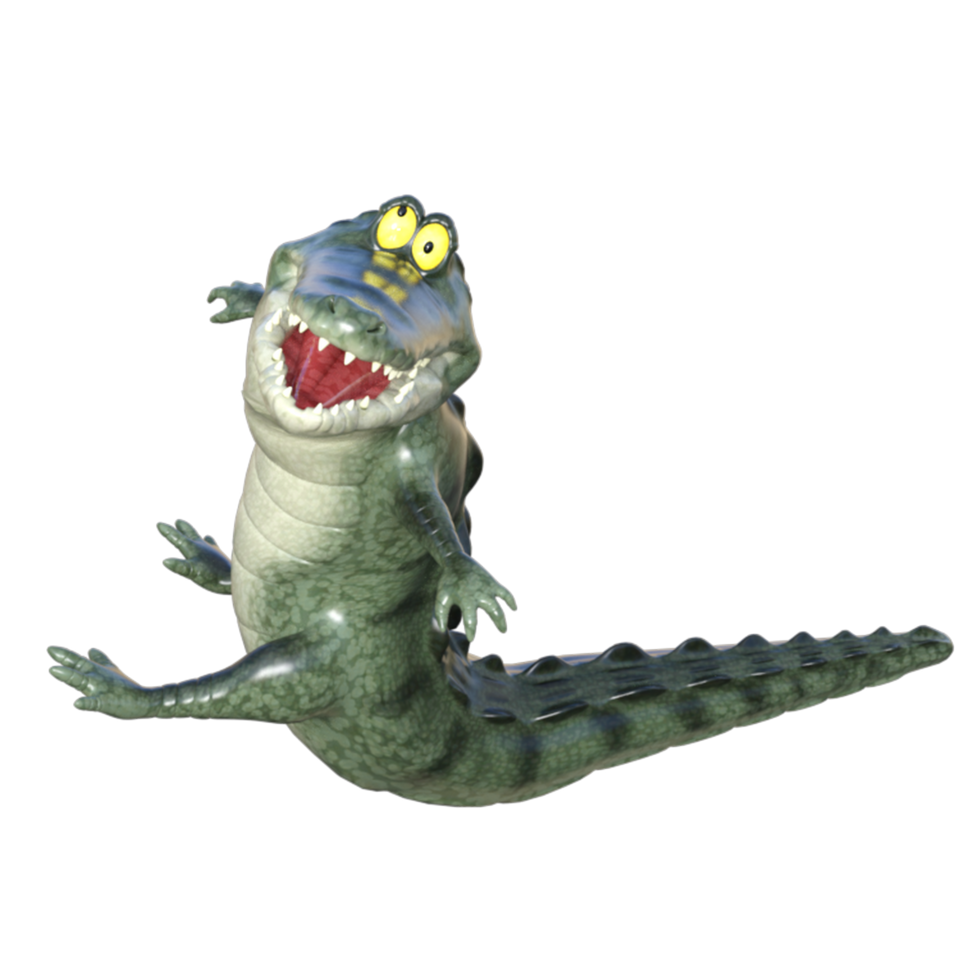 Crocodile cartoon isolated 3d rendering png