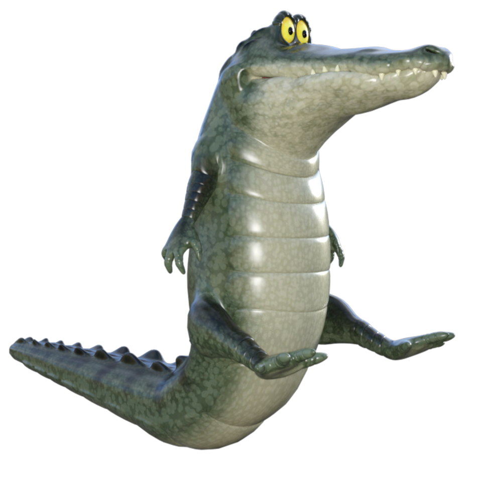 Crocodile cartoon isolated 3d rendering png