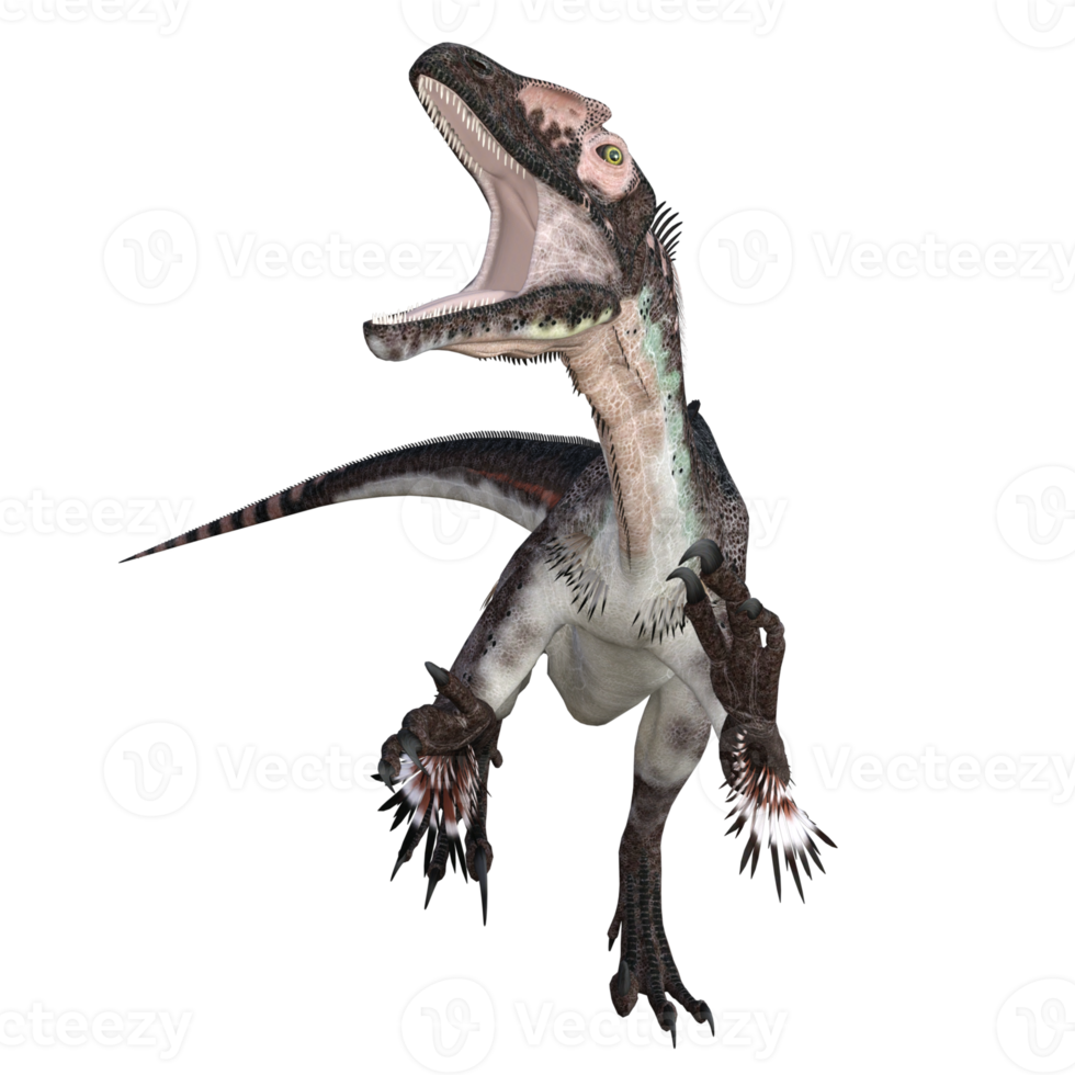 Utahraptor dinosaur isolated 3d render png