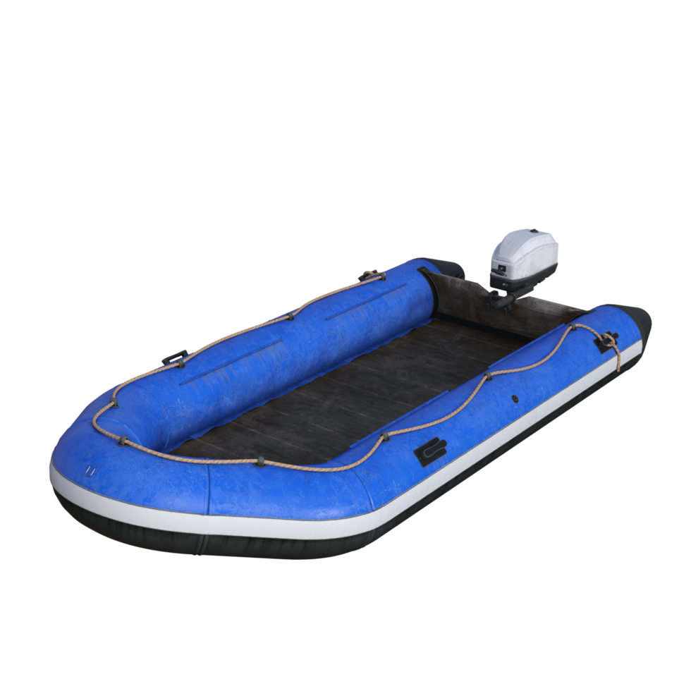 boat with motor isolated 3d rendering png