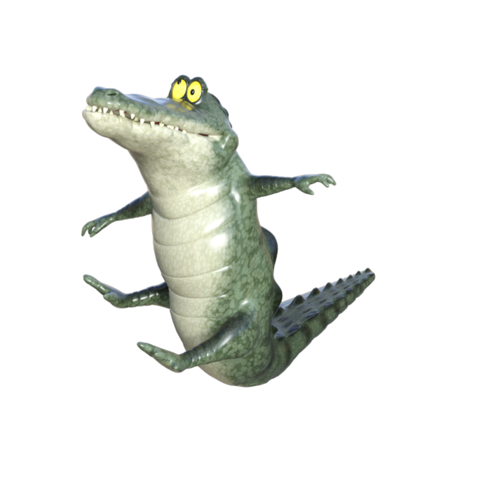 Crocodile cartoon isolated 3d rendering png