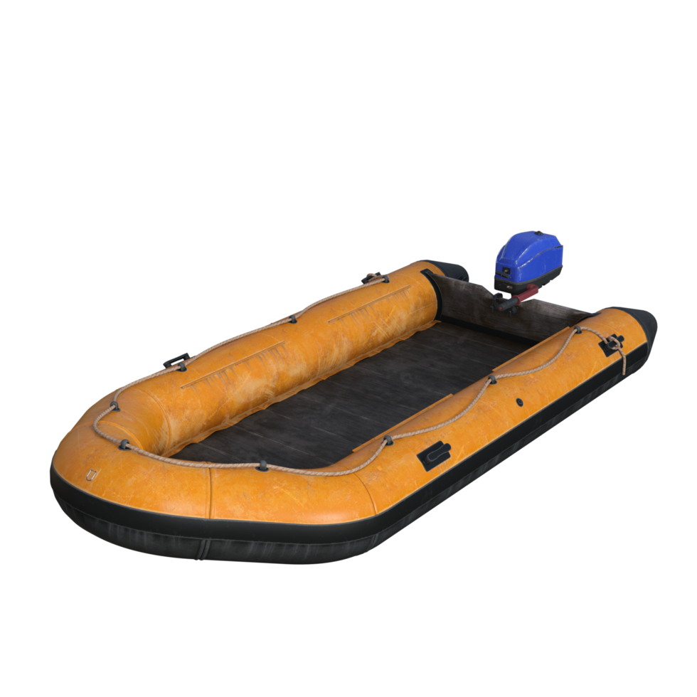 boat with motor isolated 3d rendering png