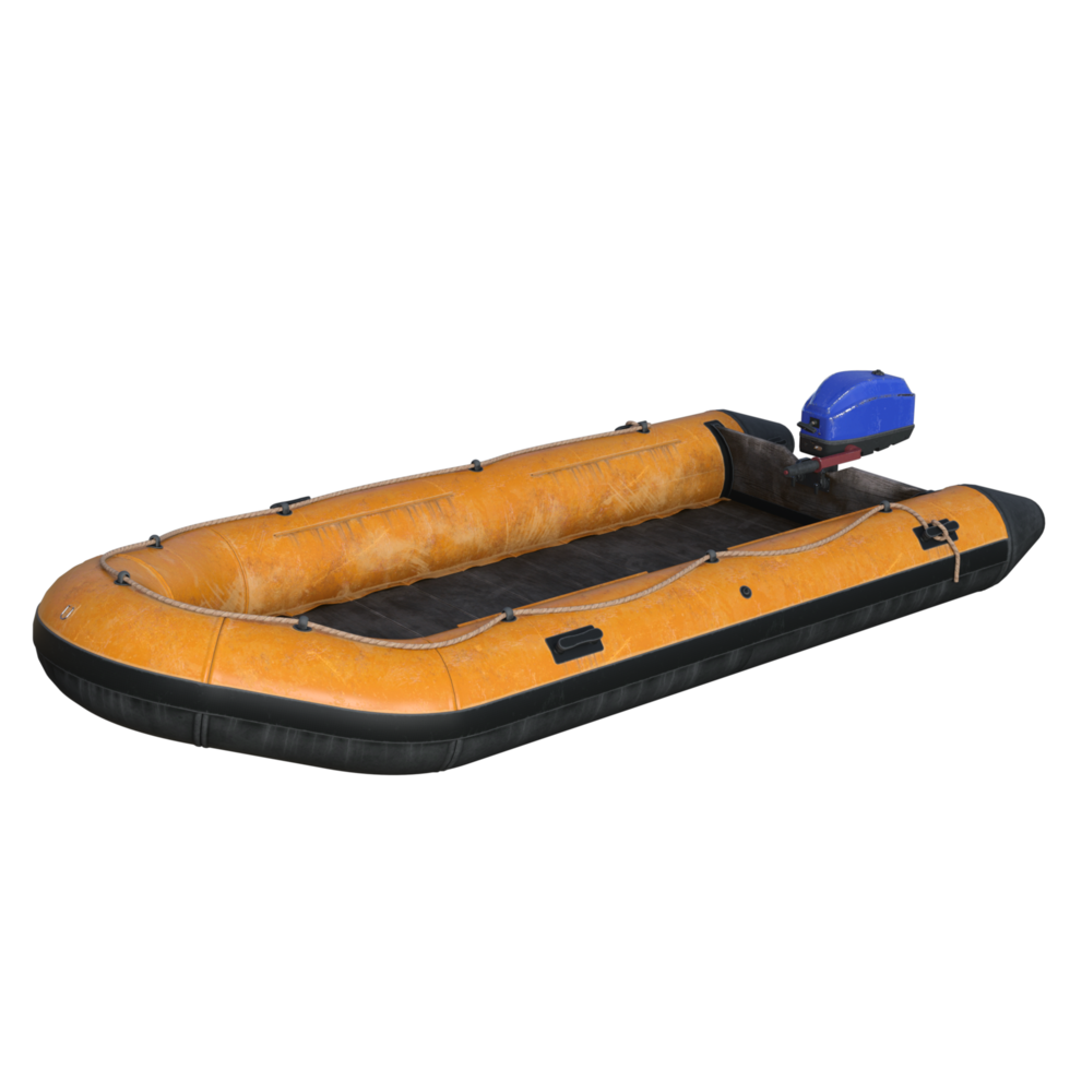 boat with motor isolated 3d rendering png