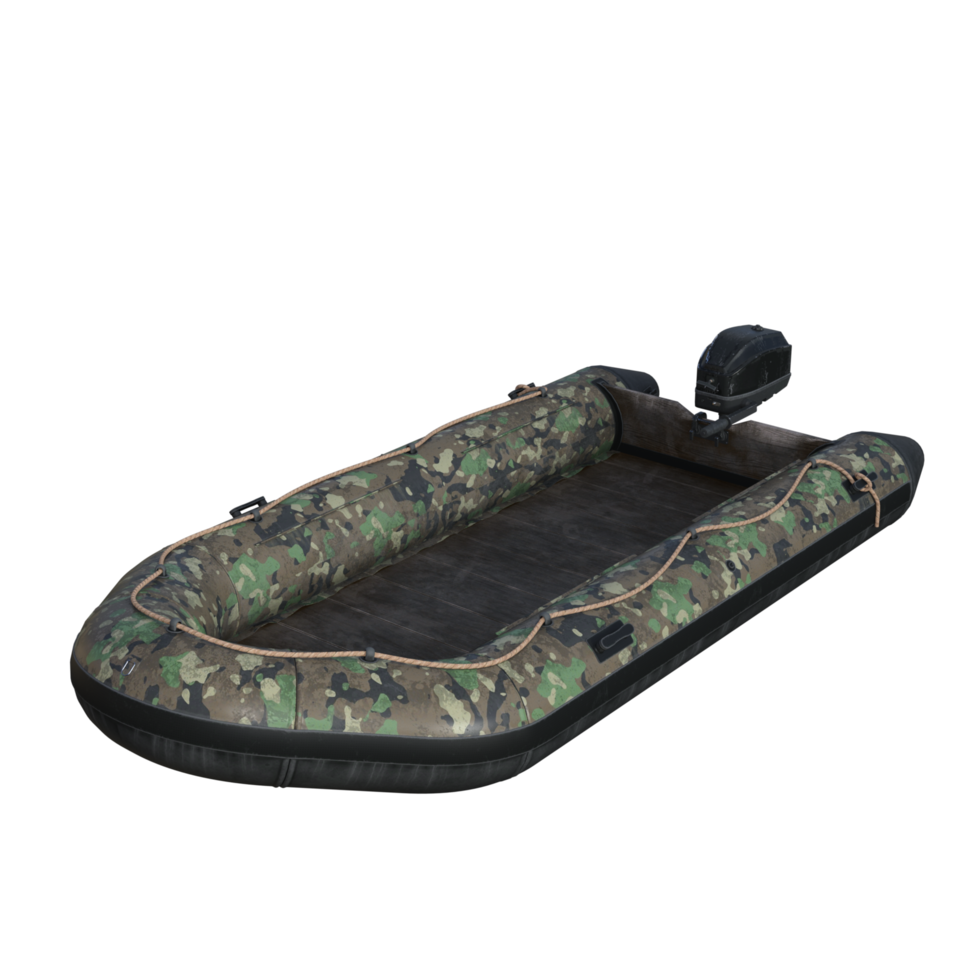 boat with motor isolated 3d rendering png
