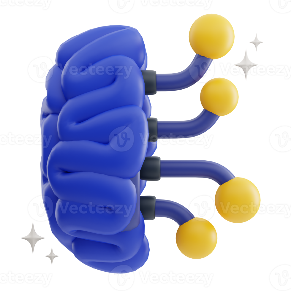 Brain Technology 3D Illustration png