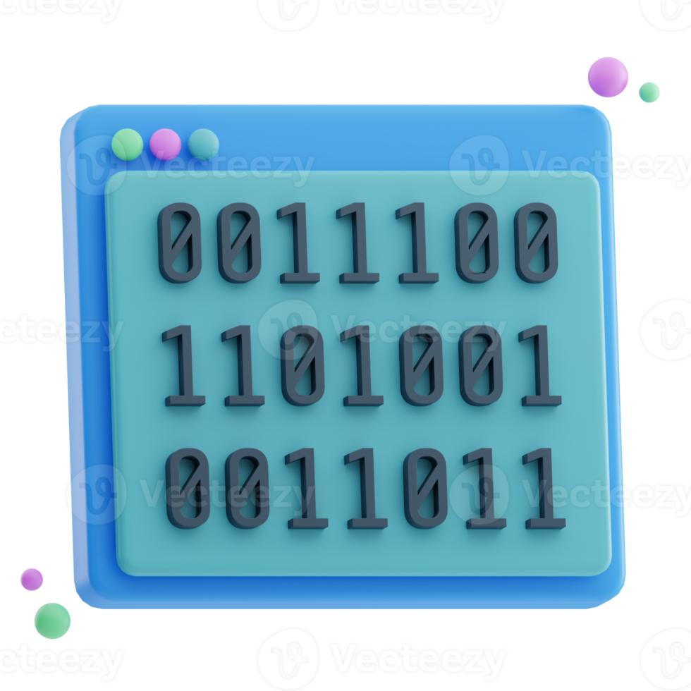 Binary Code digitalization 3D Illustration png