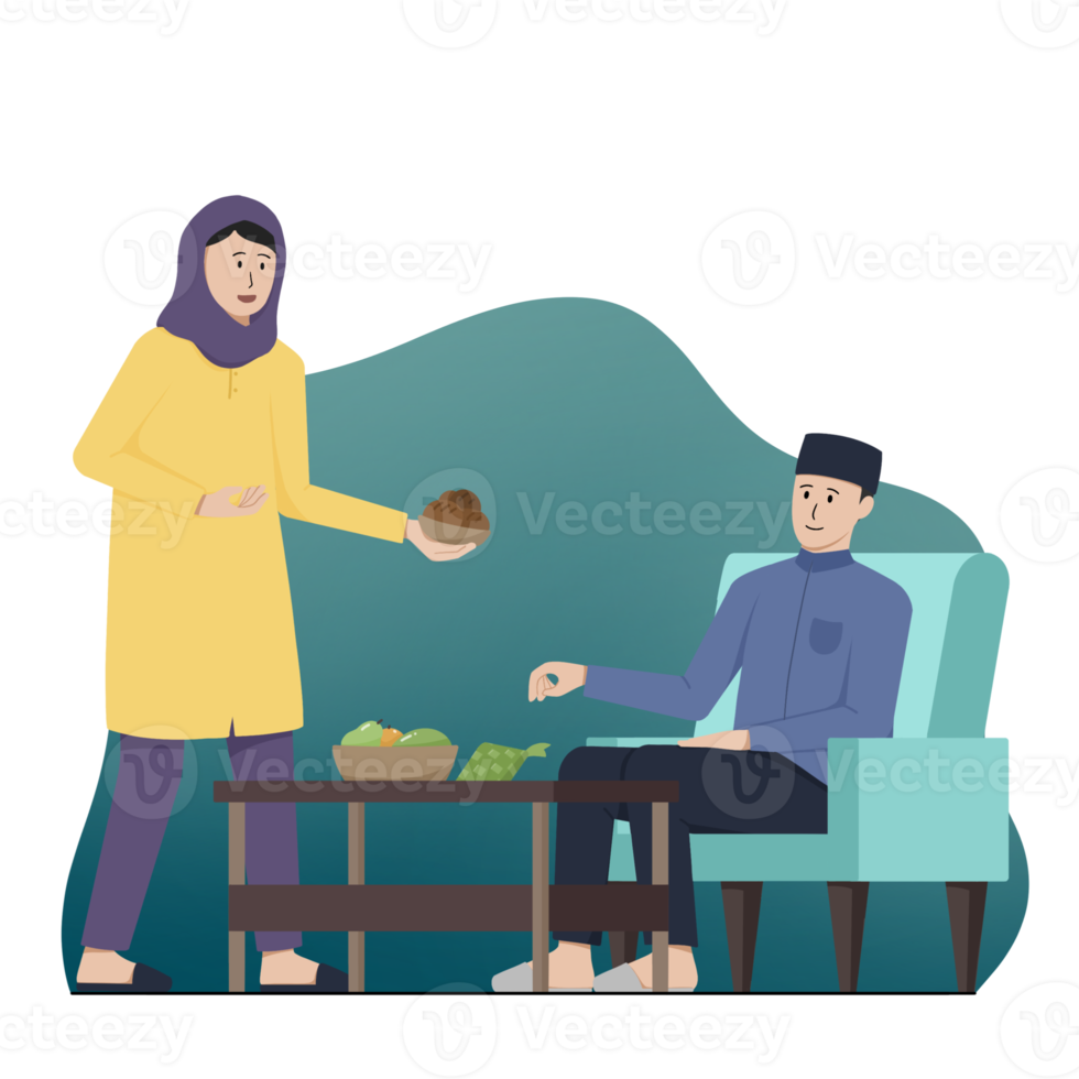 preparing iftar food, Flat ramadan illustration png