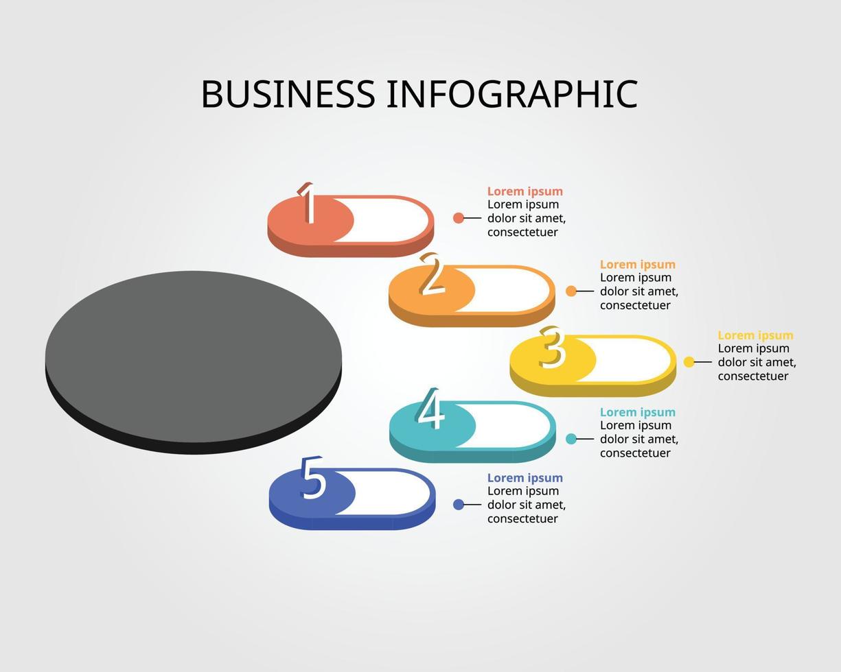 circulo gráfico de con números cronograma modelo para infografía para presentación para 5 5 elemento vector