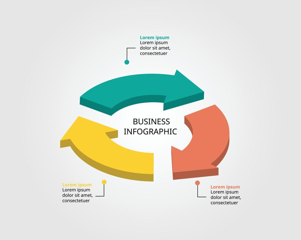 timeline arrow circle chart template for infographic for presentation for 3 element vector