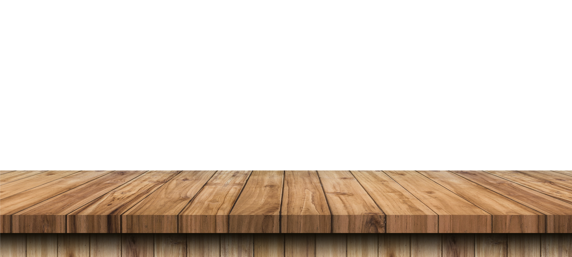 Empty old wood table on isolate on transparent background. Png realistic design element.