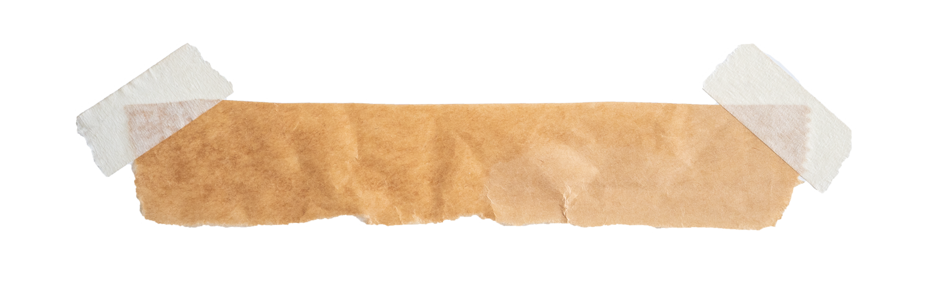 Brown paper with stick tape isolated on transparent background. Png realistic design element.