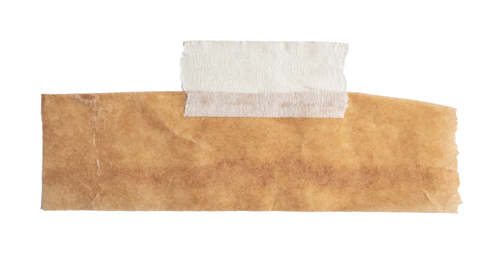 Brown paper with stick tape isolated on transparent background. Png realistic design element.