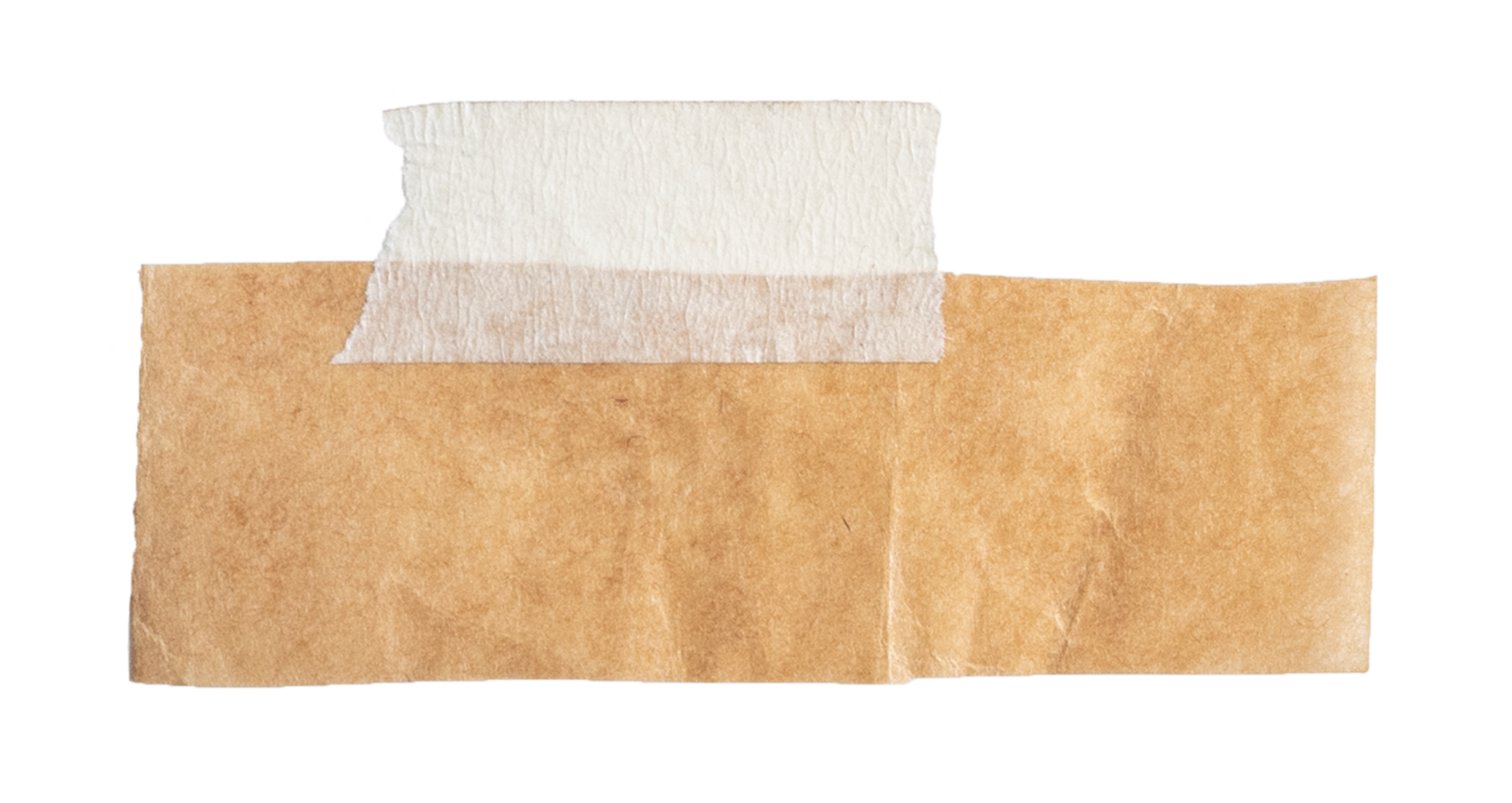 Brown paper with stick tape isolated on transparent background. Png realistic design element.