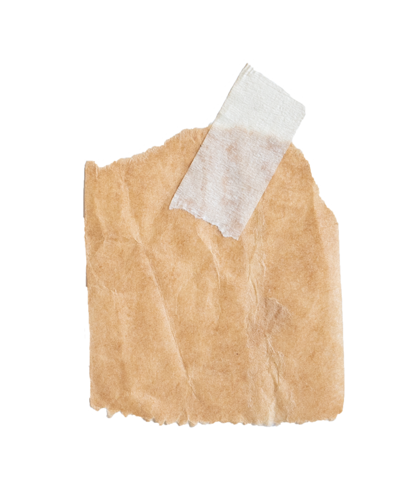 bruin papier met stok plakband geïsoleerd Aan transparant achtergrond. PNG realistisch ontwerp element.